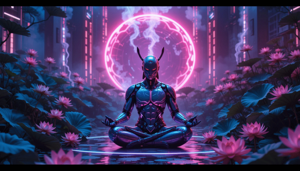 Cyber Samurai Lotus Garden